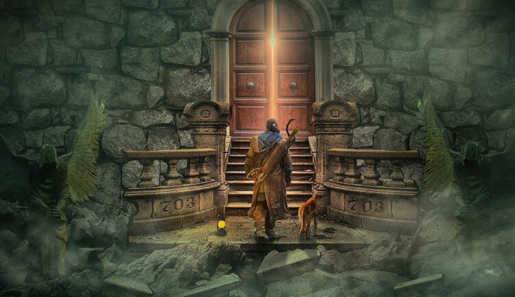 dnd character in front of a door representing how to play