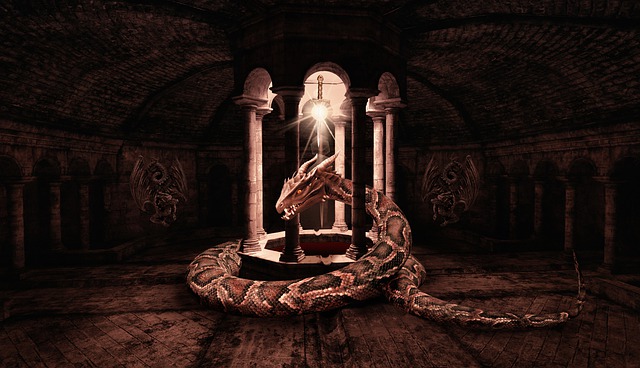 a snake in a dungeon, as an example of what is dnd and their fantasy setting