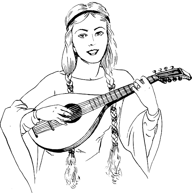 female bard with a lute
