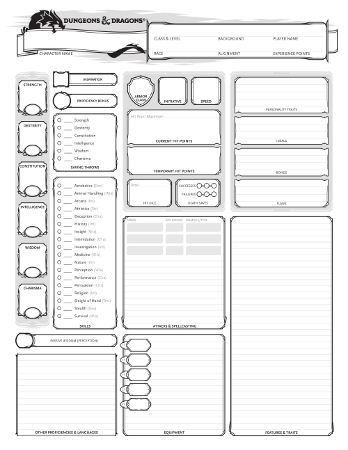 Character sheet - creating a character backstory